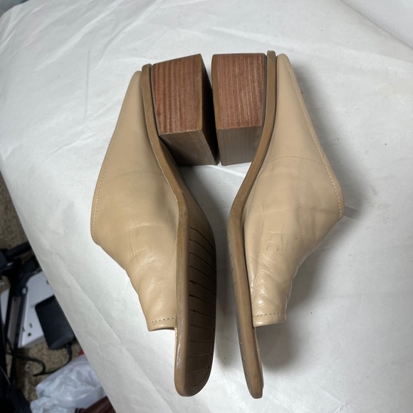 Westies Vintage Tan Square Toe Leather Chunky Heeled Mules size 7.5 - Picture 3 of 12
